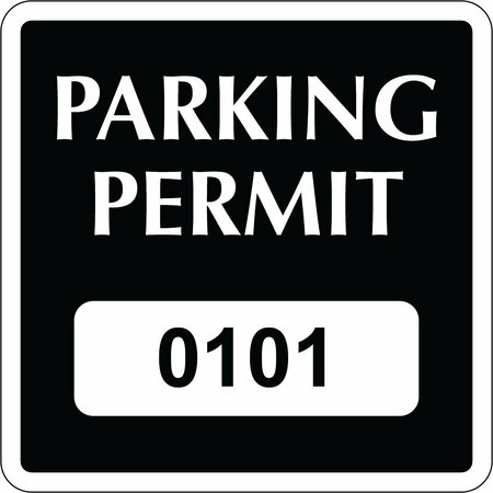 LUSTRE-CAL Static Cling Parking Permit Black 2in x 2in  Square Serialized 101-150, 50PK 253753SCL1KSq0101